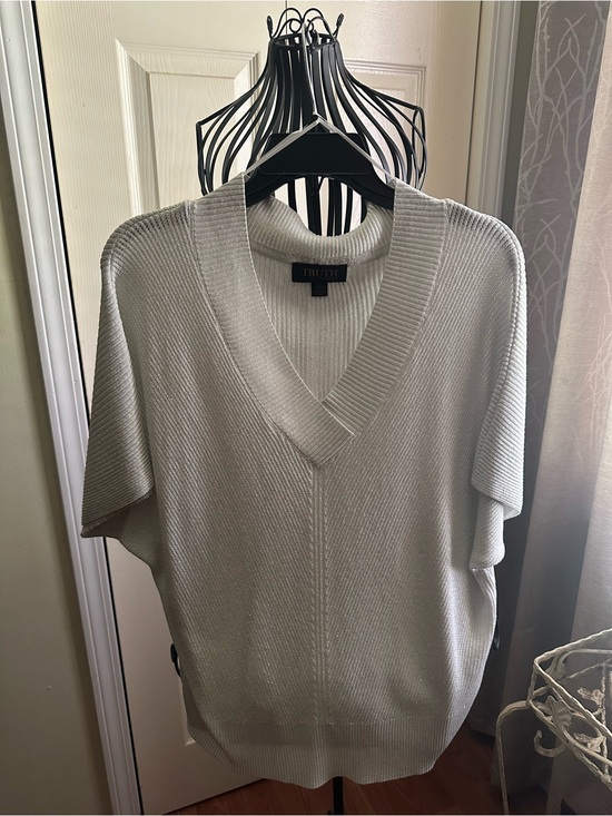 Truth By Republic Sweaters - Silver Metallic V-Neck